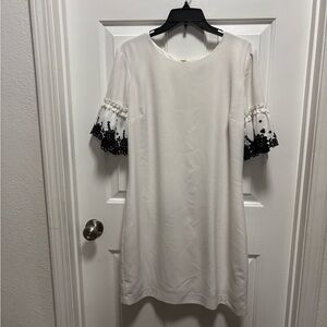 Karl Lagerfeld White Dress with Black Lace Accents